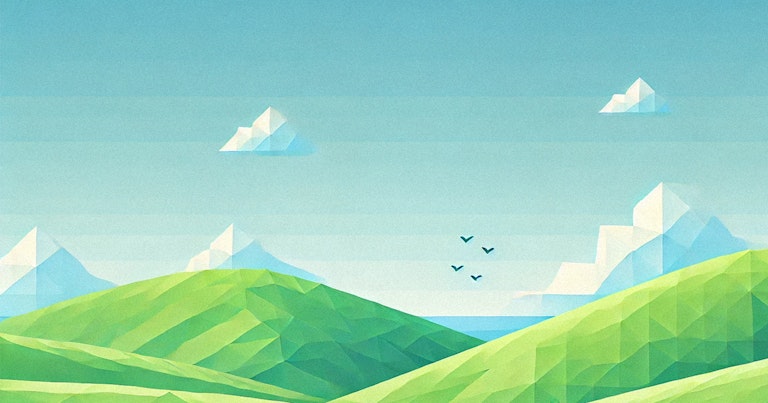 Low poly artwork inspired by the original Windows XP wallpaper